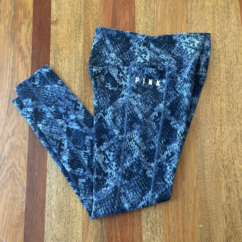 PINK Victoria's Secret Ultimate Blue Snake Print High Waisted Leggings